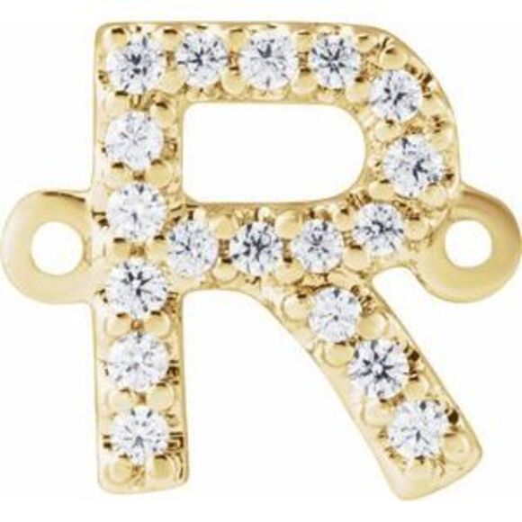Kazi Luxury 14K Yellow .06 CTW Natural Diamond Initial R Link